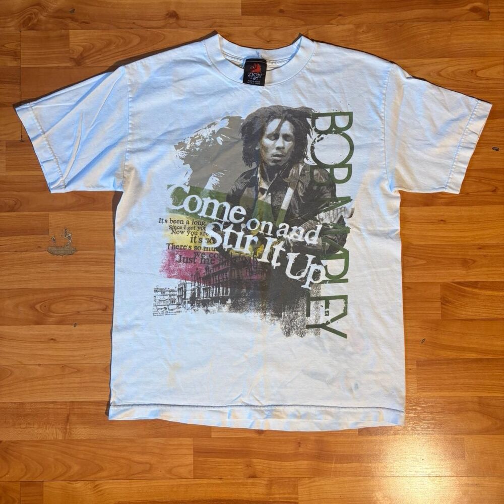 Vintage Bob Marley White Cotton T Shirt Reggae Music Graphic Tee Size M Jamaica
